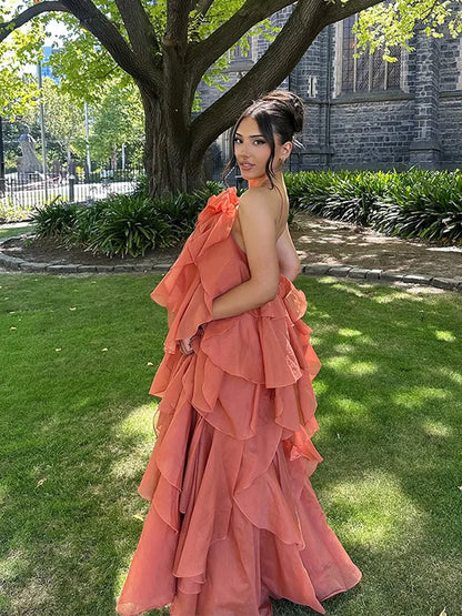 Cataleya Maxi Jurk met Ruches en Lagen Zomerjurk Vrouw
