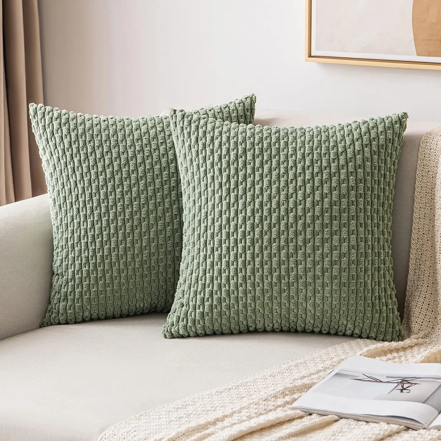 Ribfluwelen Sierkussen Geribbeld 45x45cm Voor Bank En Bed