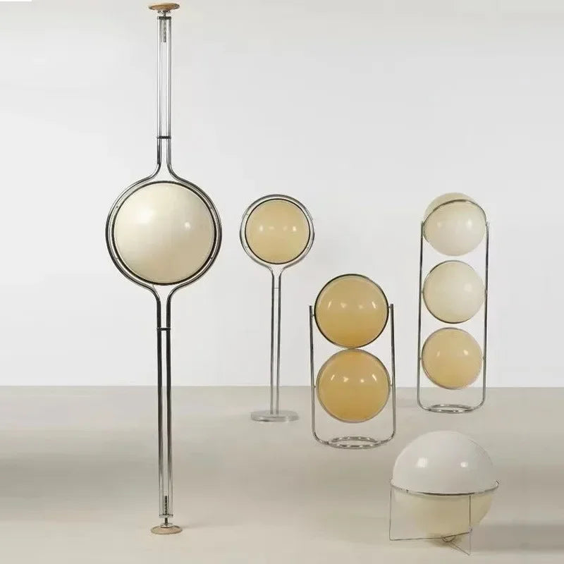 Vloerlamp Bol Wit Acryl Chroom Metaal Art Deco Design E27 LED