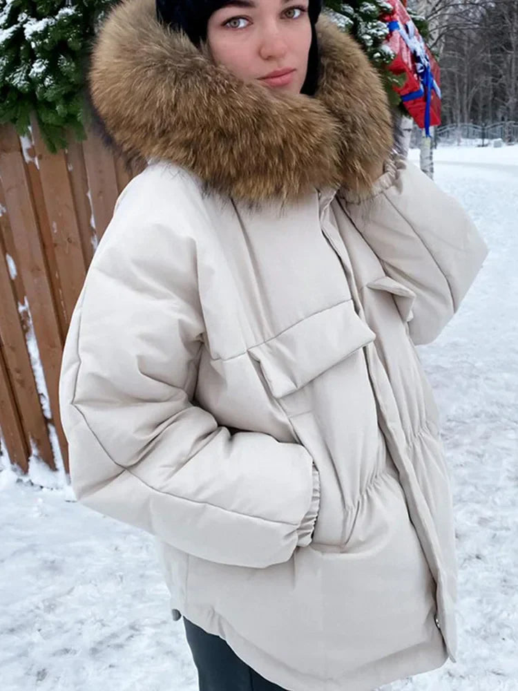 Nepbontjas Vrouwenjas Warm Raccoon Stijl