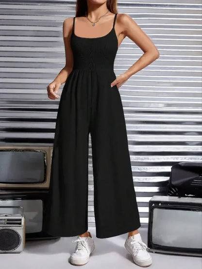Zomer Jumpsuit Mouwloos Wijd met Lange Pijpen