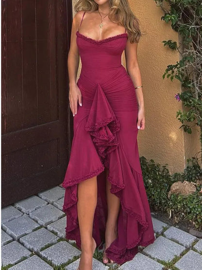 Elegante Bruiloftsjurk met Kanten Details en Ruches