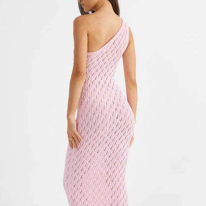 Jurk Asymmetrisch Lang Knitlook Jurk voor Vrouw
