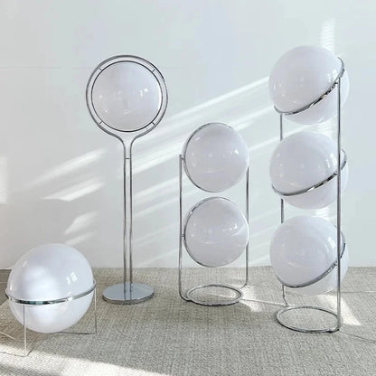 Vloerlamp Bol Wit Acryl Chroom Metaal Art Deco Design E27 LED