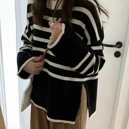 Dames Breistrui Oversized Strepen Abrikoos Kleur