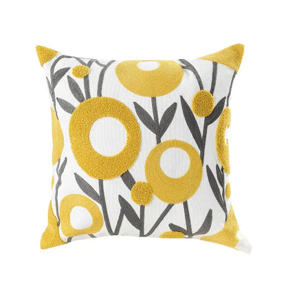 Kussenhoes 45x45cm Katoen Canvas Geborduurd Bloemen Wit Sierkussenhoes Bank Slaapkamer Landelijke Stijl Decoratief