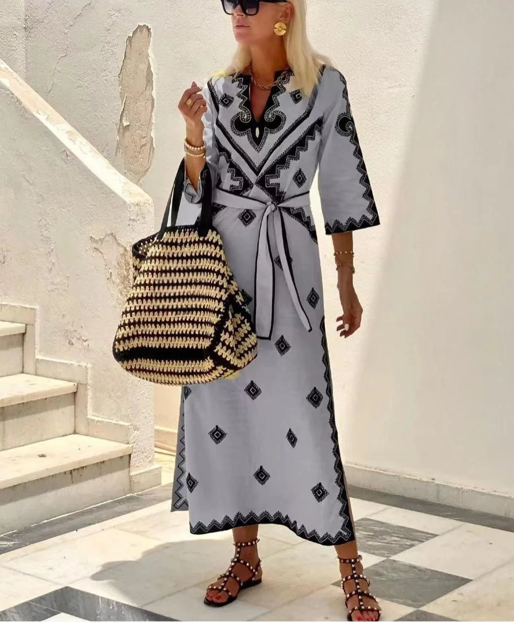 Linnen Jurk Zomerse Vrouwelijke Vintage Look
