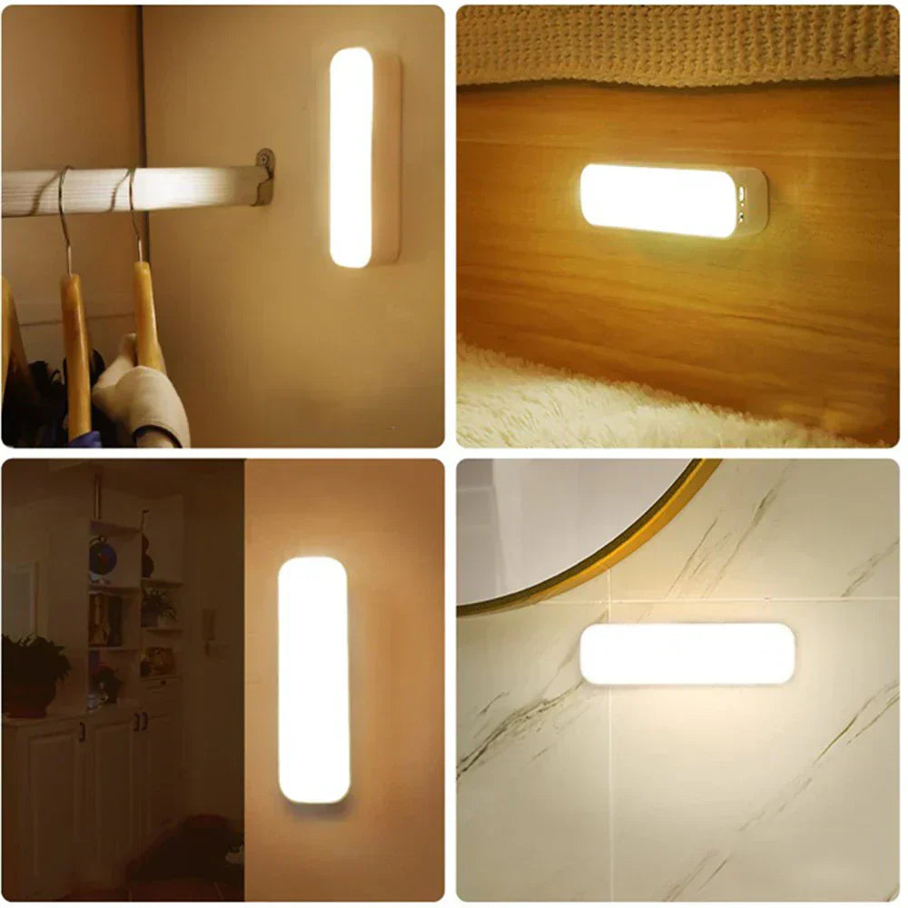LED Wandlamp Bewegingssensor Oplaadbaar 14cm Wit Nachtlamp Gang Trap USB Draadloos Sensorlamp Kast Verlichting