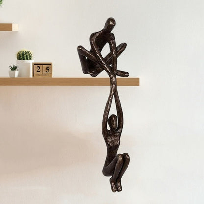 Decoratief beeld polystone 20cm zwart woonkamer sculptuur modern kunst beeld liefde verbinding