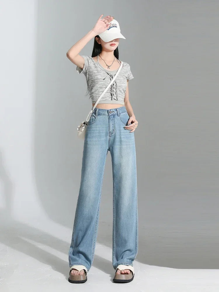 Hoge Taille Plus Size Jeans van Luxe Denim Stof
