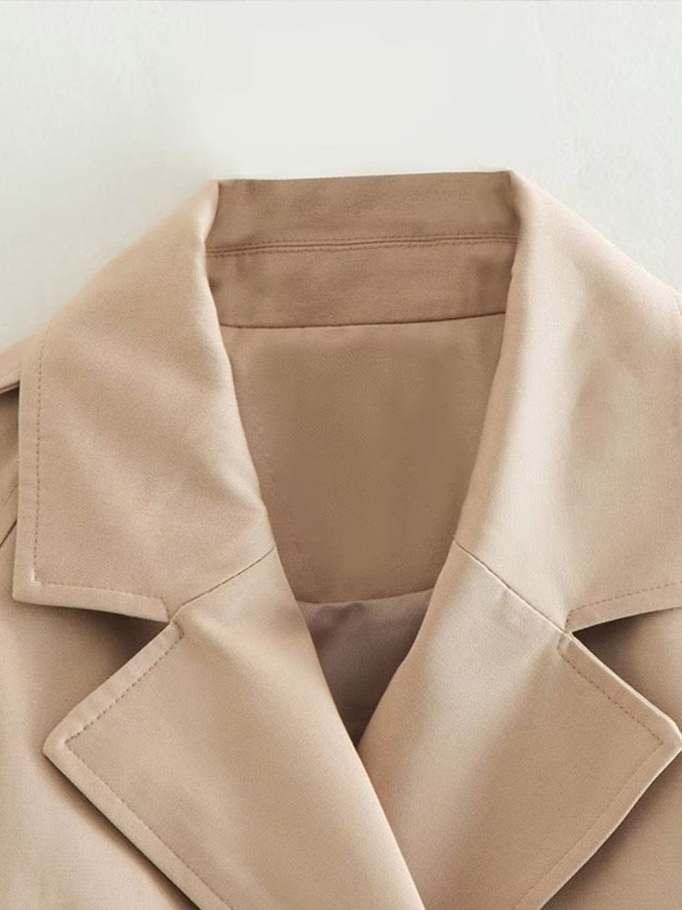 Kort Trenchcoat Beige Klassiek Dame Model
