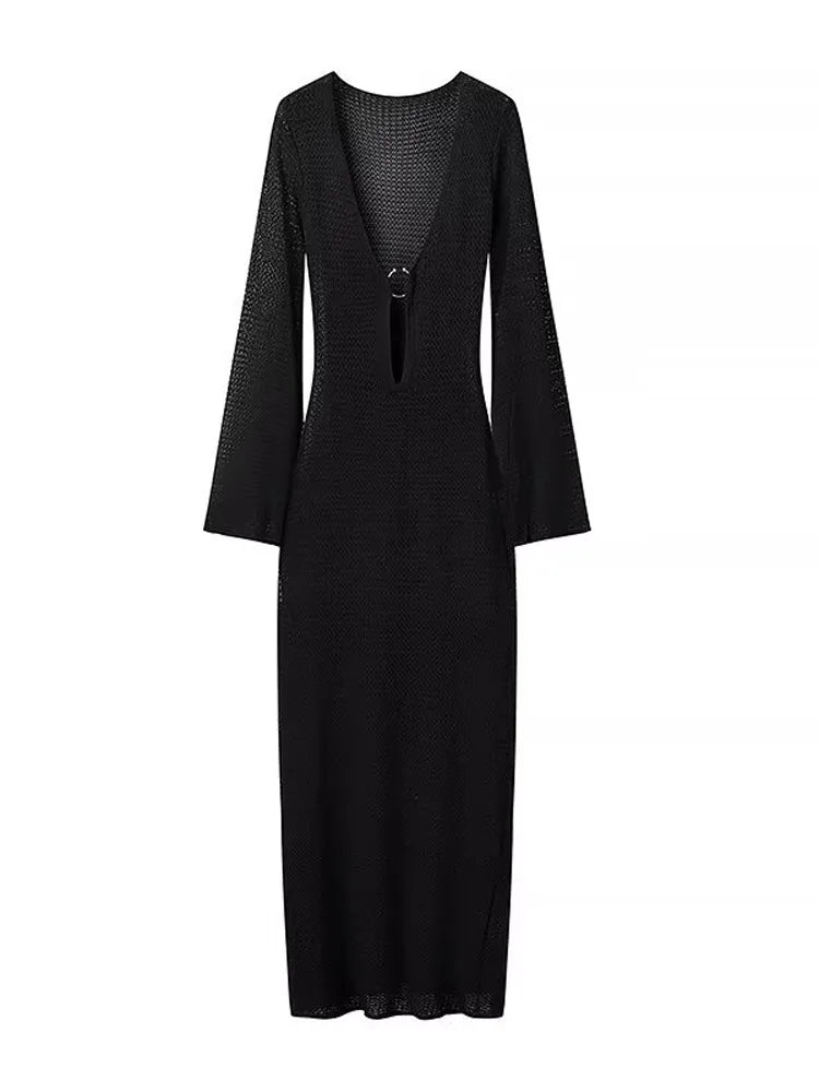 Gehaakte Maxi Zomerjurk met Flared Mouwen