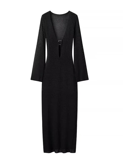 Gehaakte Maxi Zomerjurk met Flared Mouwen