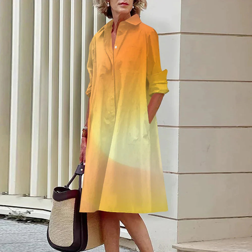 Vrouwelijke Midi-jurk met Lange Mouwen Modern Design