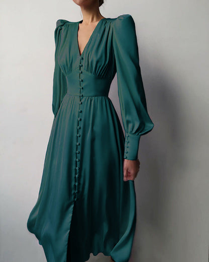 Jurk voor Vrouw Satijnen Midi Jurk Elegante Stijl