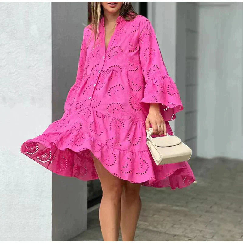 Vrouwelijke Zomerjurk Kanten Stijlvol Elegante Jurk