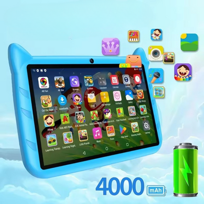 Kindertablet 7 Inch Android 13 Quad-Core WiFi 4GB RAM 64GB Opslag Uitbreidbaar Educatieve Apps Dual Camera Kids Tablet