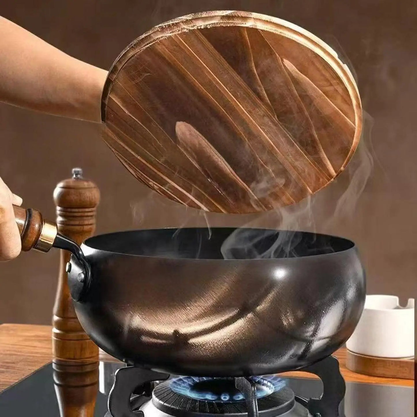 Diepe IJzeren Wokpan met Deksel 24cm 26cm 28cm 30cm Antikleef Inductie Gas Keramisch Elektrisch Roerbakpan Gietijzer Koken