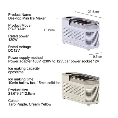 IJsmachine Compact Automatisch ABS Aluminium 120W Draagbaar Thuis Kantoor Camping Ijsblokjes Maker Mini Desktop Snel IJsblokjesmachine