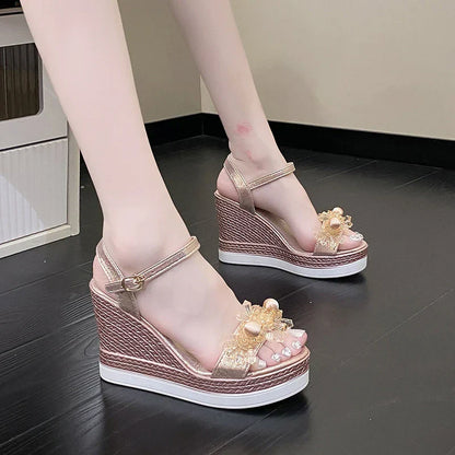 Glitter Sandalen met Sleehak en Blikvangers