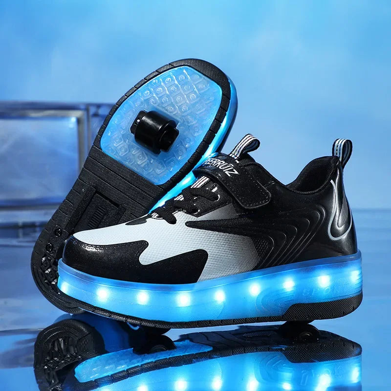 LED Wieltjeschoenen Kinderen Synthetisch Roze met Verlichting Rolschoenen Sneakers met Wielen voor Buitenspelen