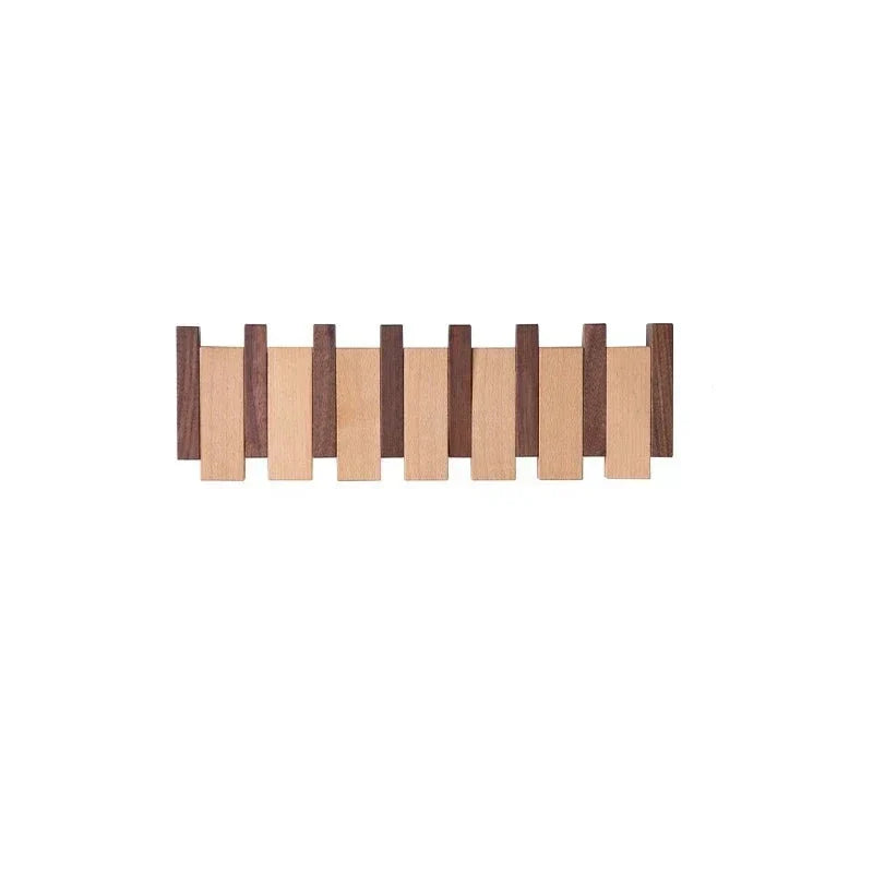 Magnetische Wandkapstok Beuken & Walnoot – Inklapbare Haken Duurzaam FSC-Hout Smal Design Hal Entree Slaapkamer Scandinavisch