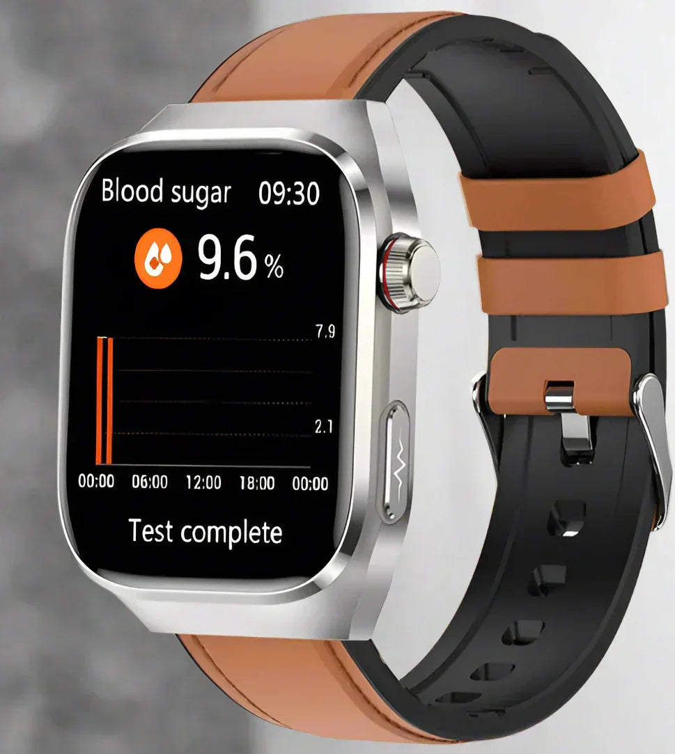 Multifunctioneel Smarthorloge met Hartslagmeter ECG Bloedglucose Tracker Bluetooth Bellen Gezondheidsmonitor AMOLED Display Draadloos Opladen