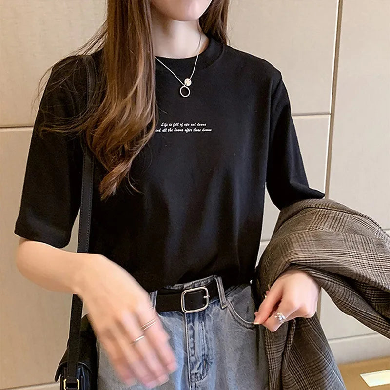 Zomer T-shirt Vrouwelijk Elegant Kort Model