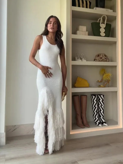 Vrouwelijke Franje Jurk Glamour Stijl