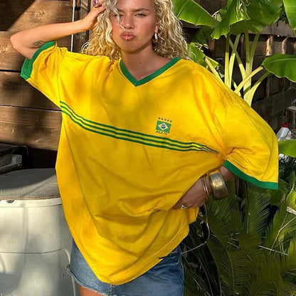 Dames T-Shirt Oversized Sportief Retro Stijl