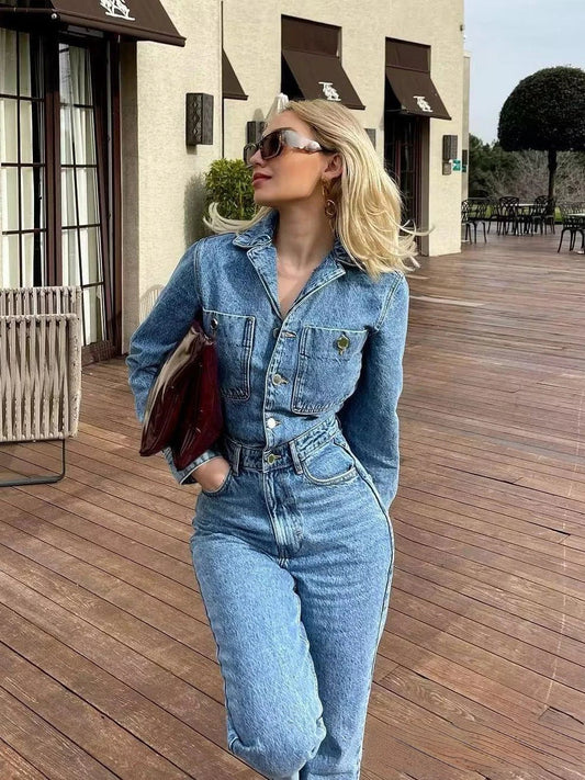 Vrouwelijke Jeans Jumpsuit Modern en Stijlvol - StudioMarella
