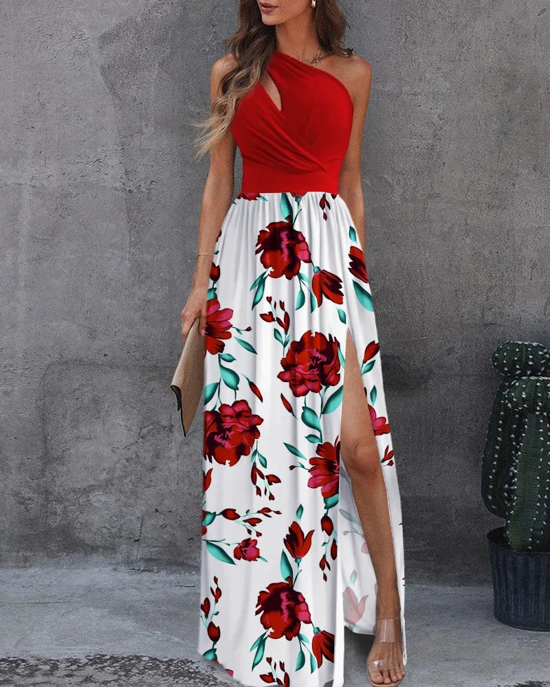 Maxi Jurk Een Schouder Zomerjurk Elegant en Comfortabel