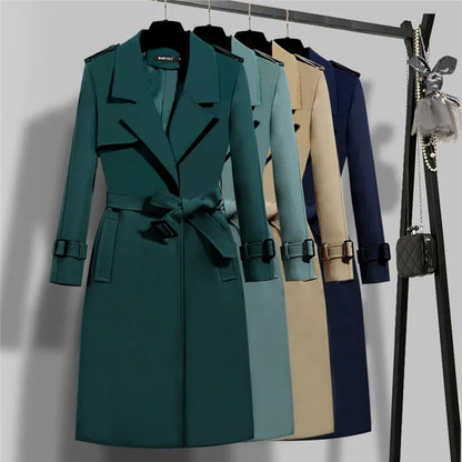 Dames Trenchcoat Vintage Stijl Hoogwaardig Gewassen