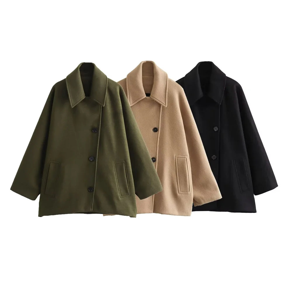 Dames Wintervest Oversized Warm Trenchcoat Stijl