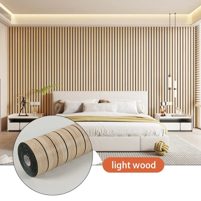 Zelfklevend Wandpaneel 3D Houtlook PVC 40x300cm Woonkamer Slaapkamer Peel and Stick Muursticker Behang Latten Patroon Waterdicht