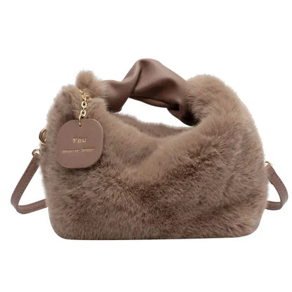 Dames Kunstbont Schoudertas Faux Fur Zwart