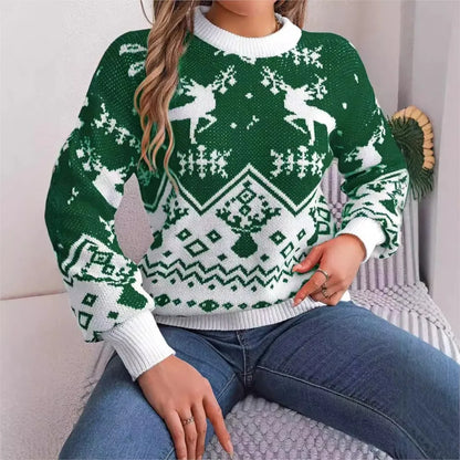 Kersttrui Dames Gebreid Warm Rood Groen Wintercharm