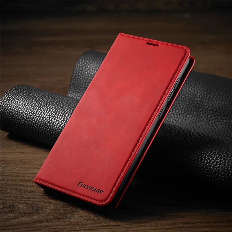 Magnetische Leren iPhone Wallet Case met Kaarthouder - Zwart Bruin Blauw Rood - Slanke Bescherming voor iPhone 15 14 13 12 11 Pro Max Plus Mini XS XR 8 7