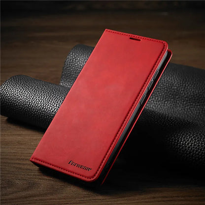 Magnetische Leren iPhone Wallet Case met Kaarthouder - Zwart Bruin Blauw Rood - Slanke Bescherming voor iPhone 15 14 13 12 11 Pro Max Plus Mini XS XR 8 7