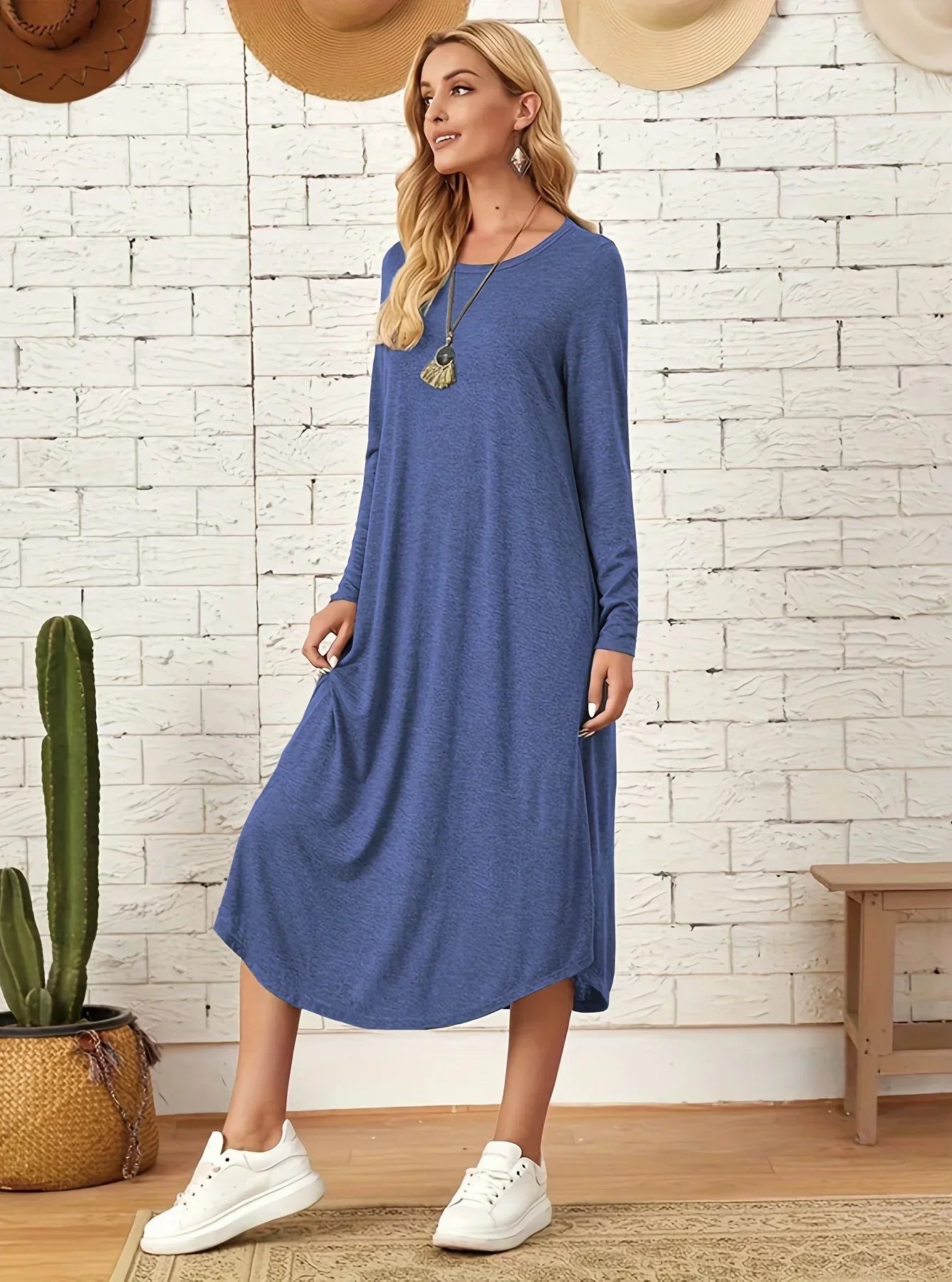 Zomerjurk Rok Lang Mouw Casual Vrouwen