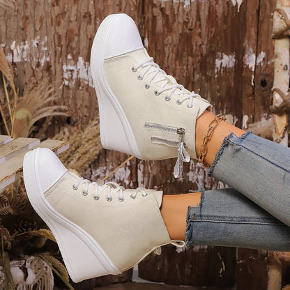 Wedge Sneaker Elegante Hak met Ritssluiting Zwart
