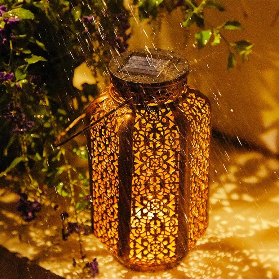 Zonne-energie Art Deco Tuinlantaarn Metaal LED Hanglamp Geometrisch Buitenverlichting