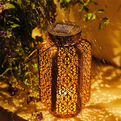 Zonne-energie Art Deco Tuinlantaarn Metaal LED Hanglamp Geometrisch Buitenverlichting
