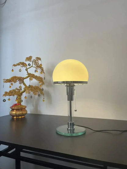 Tafellamp met Glazen Bol Chroom Voet Modern Design Bauhaus-geïnspireerd Sfeerverlichting Werkplek Slaapkamer