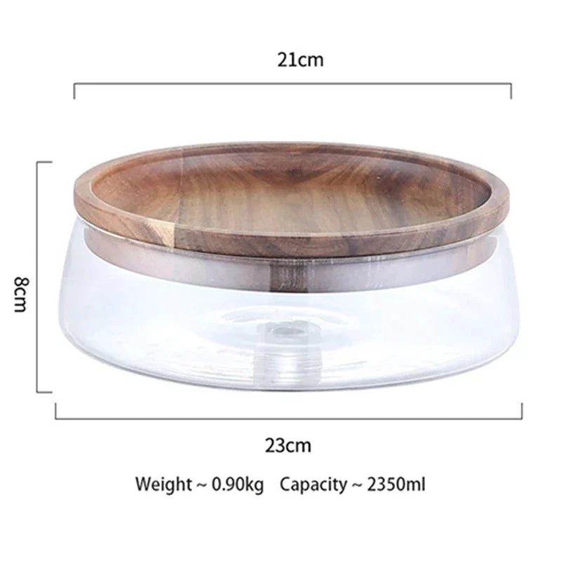 Glazen Voorraadpot met Houten Deksel voor Keuken & Voorraad