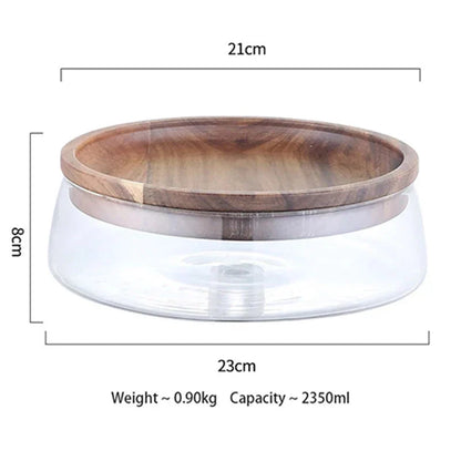 Glazen Voorraadpot met Houten Deksel voor Keuken & Voorraad