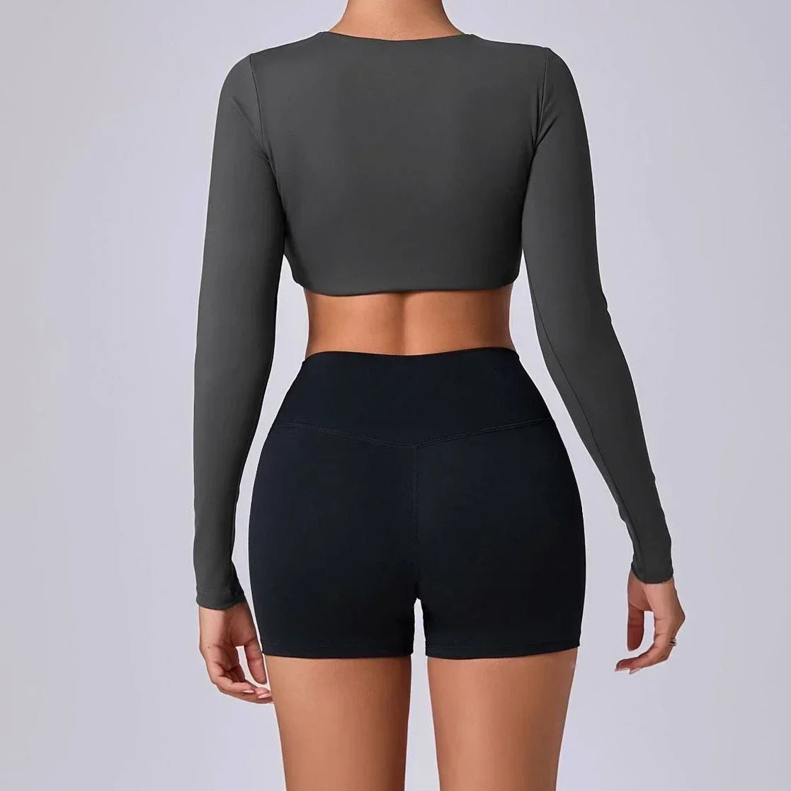Vrouwelijke Push-up Top met Lange Mouwen Kort Model