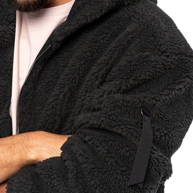 Heren Fleece Jas Warm Gevoerd met Capuchon Zacht