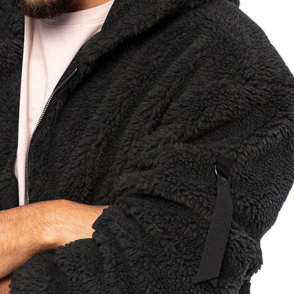 Heren Fleece Jas Warm Gevoerd met Capuchon Zacht
