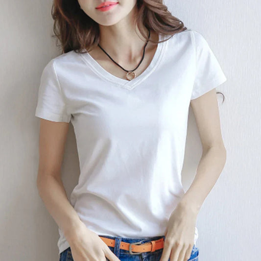 V-hals T-shirt Zomers Comfortabel Dame - StudioMarella